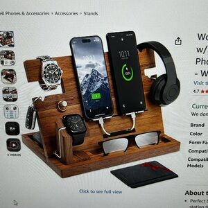 Elegant Wooden Device Organizer with Charging Station